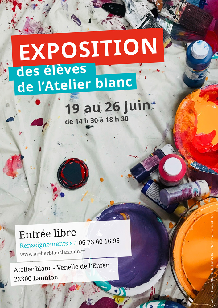 Affiche - Exposition des élèves de l'Atelier blanc - 2021